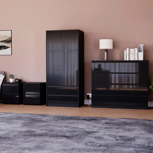 Lassic Vida Designs Glinton Gloss 4 Piece Bedroom Set 5 Black unisex 4 Piece