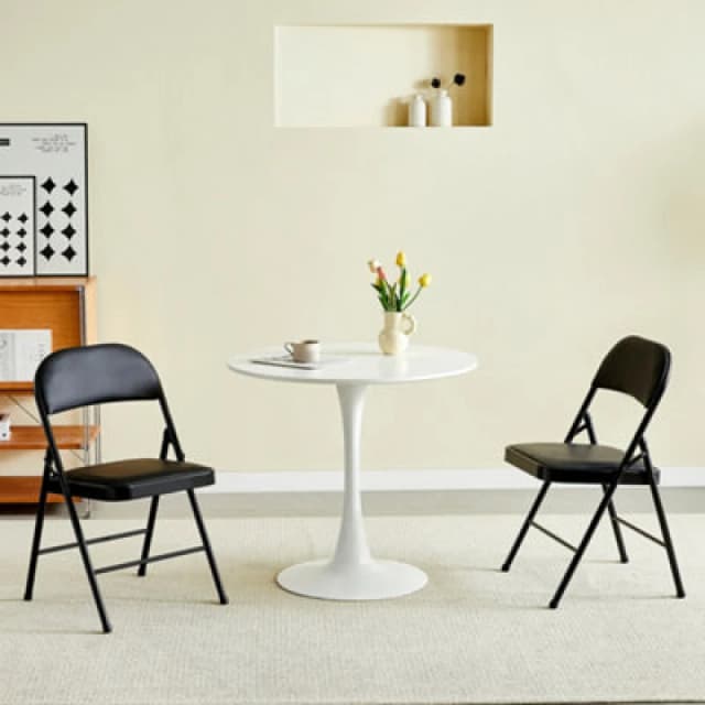 MCC Set Of 2 Padded Folding Metal Frame Dining Chairs Black FOLDING2BLACK