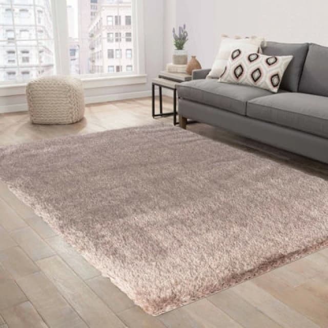 Modern Soft Plain Shimmer Shaggy Area Rugs Bronze 80X150 Cm
