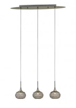 Ceiling Pendant 3 Light Line Antique Brass, Clear Glass
