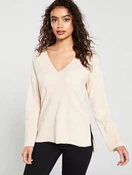Oasis V-neck Stepped Hem Christy Jumper, Neutral Size M Women