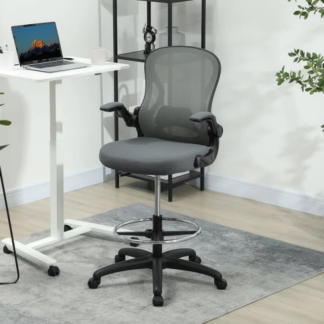 Vinsetto Standing Desk Chair with Adjustable Footrest, Charcoal Grey 921-628V71CG