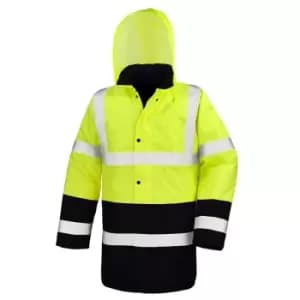 Result Mens Two Tone Safety Coat (2XL) (Fluorescent Yellow/Black)
