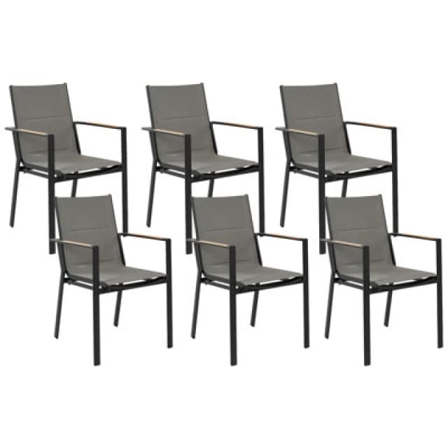 Beliani Set Of 6 Garden Chairs Busseto Metal Black