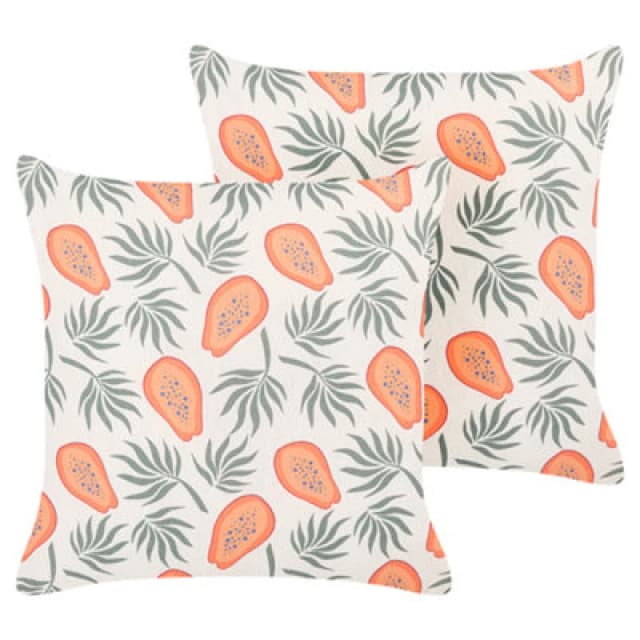 Beliani Set Of 2 Decorative Cushions Avens 45 X 45cm Multicolour Plant Pattern