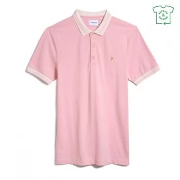 Farah Vintage Stanton Short Sleeve Polo Shirt - 682 Clyde Pink