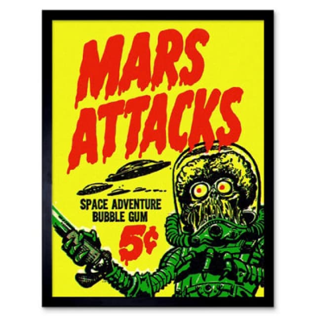 Artery8 Advert Mars Attacks Bubblegum Alien Monster Saucer Framed Wall Art Print