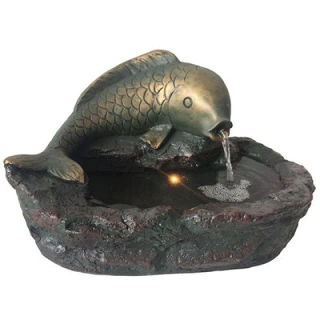 Certikin Heissner Bronze Fish Statue Water Feature With Pump And Light 016643-00