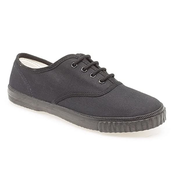 Dek Lace Canvas Gym Plimsolls in Black Size: 4 Black Unisex 4