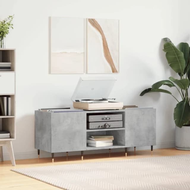 VIDAXL Record Cabinet Concrete Grey 121x38x48cm Engineered Wood Vidaxl 8720845876838