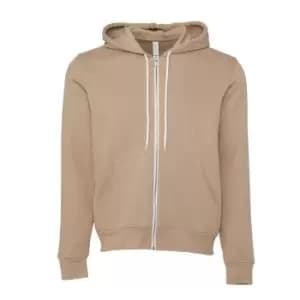 Canvas Unixex Zip-up Polycotton Fleece Hooded Sweatshirt / Hoodie (M) (Tan)