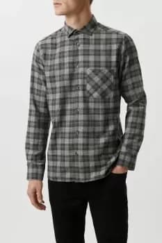 Mens Stone Checked Chest Pocket Shirt