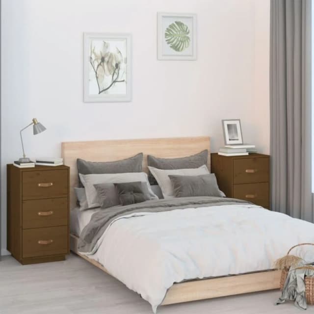 Vidaxl Bedside Cabinets 2 Pcs Honey Brown 40X40X75cm Solid Wood Pine, Brown 818342