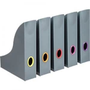 Durable Magazine Rack Varicolor Polystyrene Grey 7.3 x 24.1 x 30.6cm Pack of 5