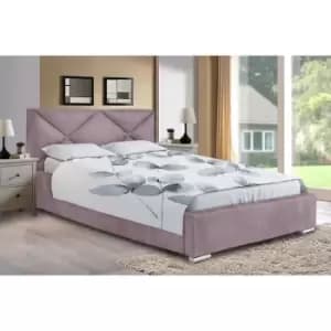 Mevena Bed Small Double Plush Velvet Pink