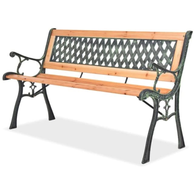 vidaXL Garden Bench 122cm Wood Diamond-Patterned Backrest Outdoor Park Seat