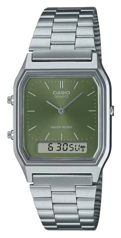 Casio Vintage AQ-230A-3AMQYES Green Dial Bracelet Watch - W17524
