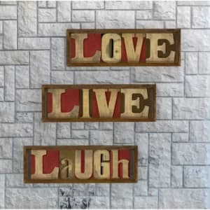 KZM396 Brown Beige Red Decorative Framed MDF Painting (3 Pieces)