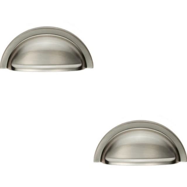 Loops 2x Cabinet Cup Pull Handle 91 x 45mm 76mm Fixing Centres Satin Nickel Metallics unisex