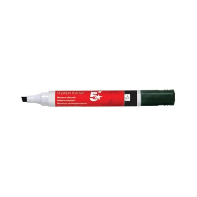 5 Star Office Drywipe Markers Xylene/Toluene-free Chisel Tip 2-5mm Line Black (12 Pack) 939948