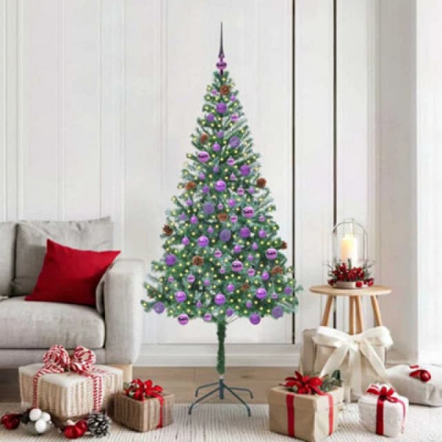 vidaXL Artificial Christmas Tree with Stand, Lilac Balls Green 180cm PVC and Steel, Green 3396720