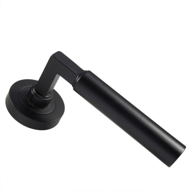 Loops PAIR Straight Round Bar Handle on Round Rose Concealed Fix Matt Black Black