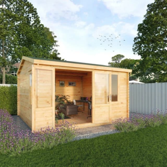 Mercia Elite 4m x 4m Double Glazed Garden Office Log Cabin (28mm)