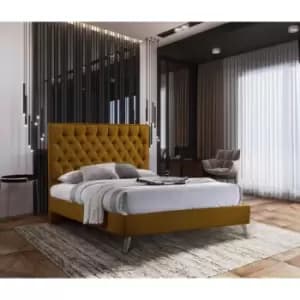 Casana Bed King Plush Velvet Mustard