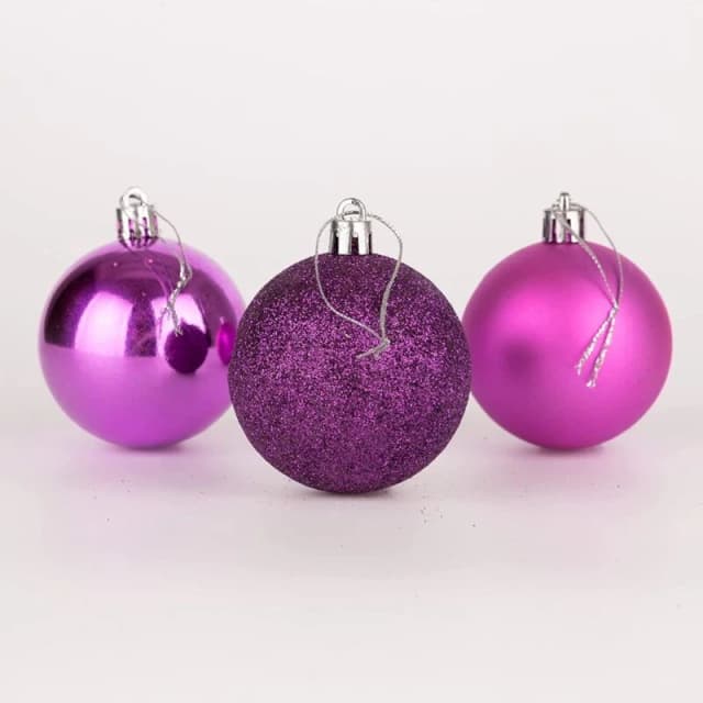 Shatchi 60mm/6Pcs Christmas Baubles Shatterproof Purple,Tree Decorations Purple