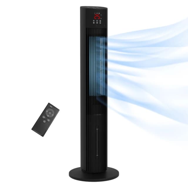 HOMCOM 42" Tower Fan, Electric Cooling Fan With Ice Pack, Remote, 3.5L Water Tank, Black 824-075V70BK