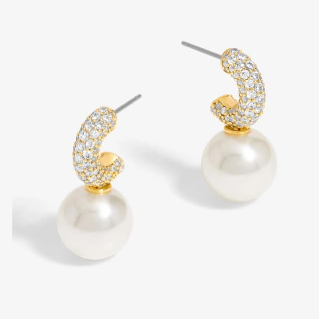 Jon Richard Gold Plated Cubic Zirconia Pearl Huggie Earrings Jewellery Sets One Size Gold 72805010000