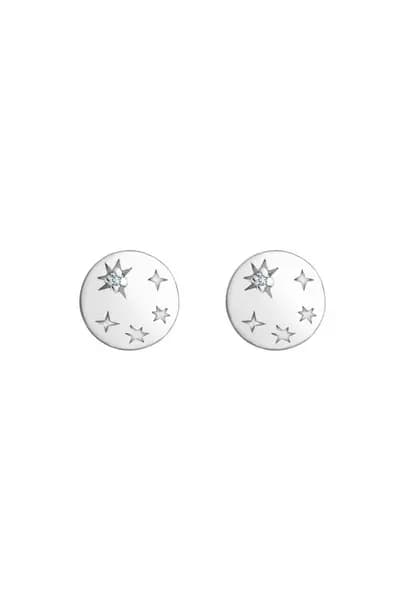 Simply Silver Sterling Silver 925 Celestial And Cubic Zirconia Stud Earrings Silver