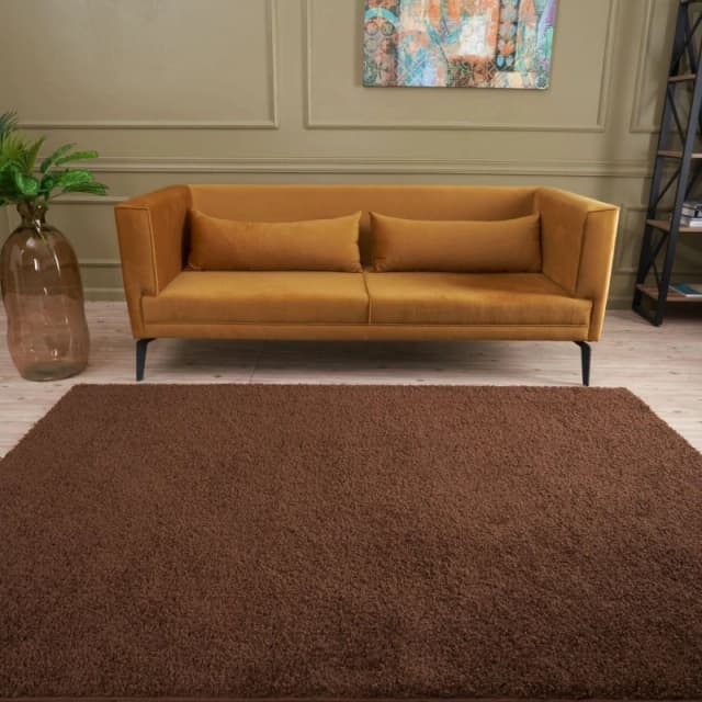 THE RUGS Shaggy Rugs Brown Living Room Rug - Soft Fluffy Thick Carpet For Bedrooms & Kitchen Easy To Clean Home Decor Rugs Size: 80cm x 300cm Brow