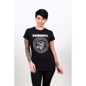 Ramones - Seal Womens Large T-Shirt - Black