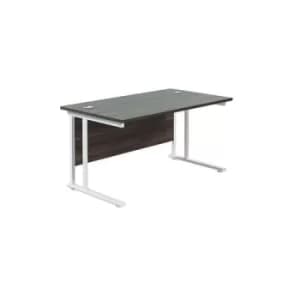 Jemini Rectangular Cantilever Desk 1200x800x730mm Dark Walnut/White KF806912