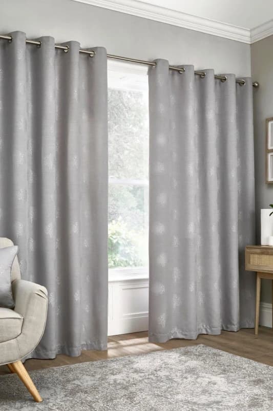 Appletree 'Harvest' Jacquard Pair of Eyelet Curtains in Silver Size: 167cm width x 183cm drop Silver Unisex 167cm width x 183cm drop