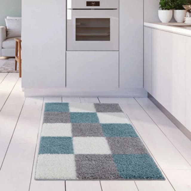 The Rugs Myshaggy Collection Rugs Geometric Design 381 Duck Egg Blue