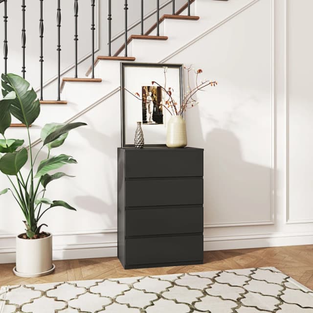 HOMCOM Bedroom Chest of Drawers - 4 Drawers Dresser - Drawer Unit - Black TJ Hughes White 5061025091553