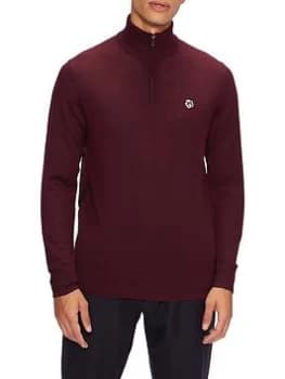 Ted Baker Half Zip Knitted Jumper - Red, Size 2, Men