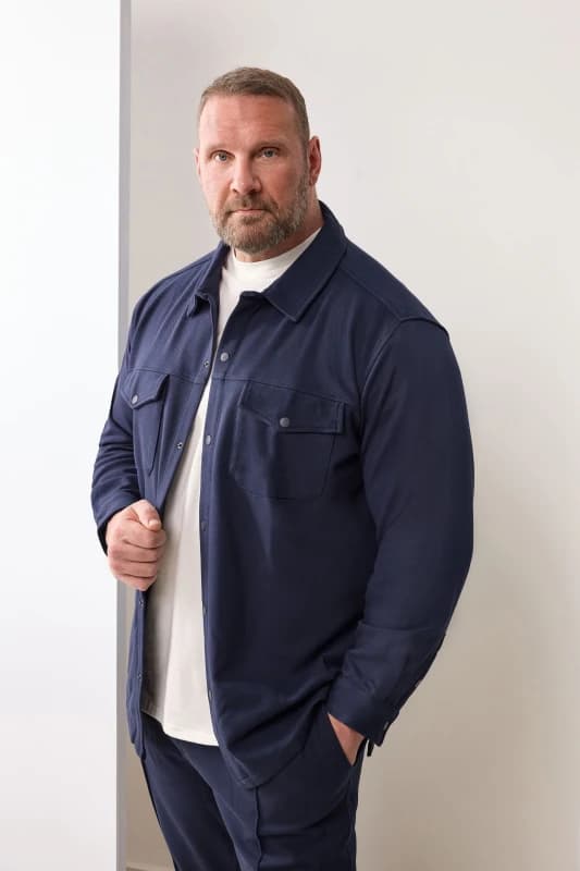 BadRhino BadRhino Men Textured Jersey Shacket in Dark Navy Size: 4X-Large Dark Navy 4XL Male 5063111854769