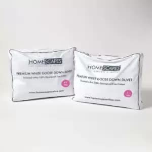 Homescapes - Premium White Goose Down 13.5 Tog All Seasons Duvet, Double - White