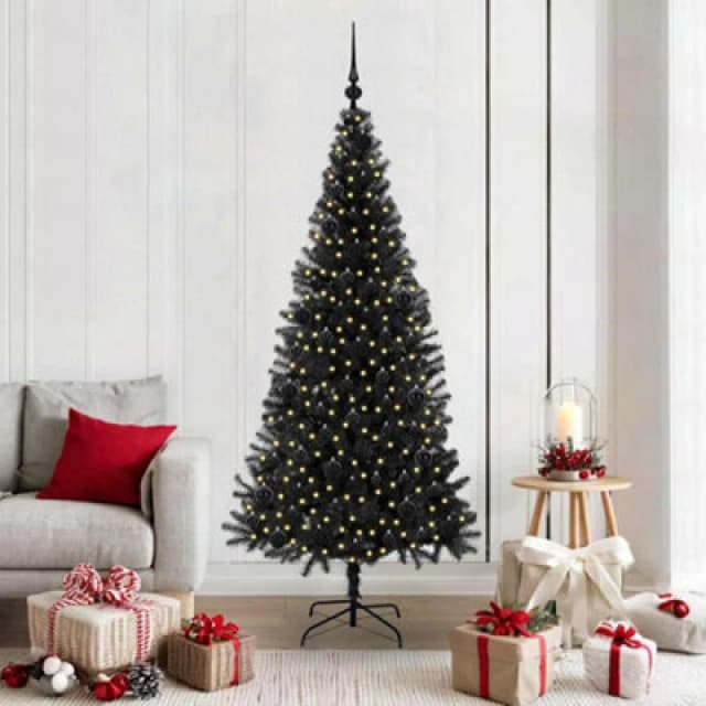 Vidaxl Christmas Tree With 300 Leds With Stand Black 180 Cm Pvc
