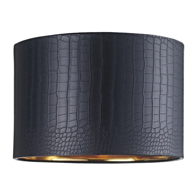 Happy Homewares Modern Croc Design Faux Leather Lamp Shade with Shiny Inner in Black Size: 12" Black Unisex 12"