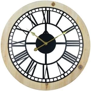 Roman Numeral Black Metal Cut Out Wall Clock 45cm