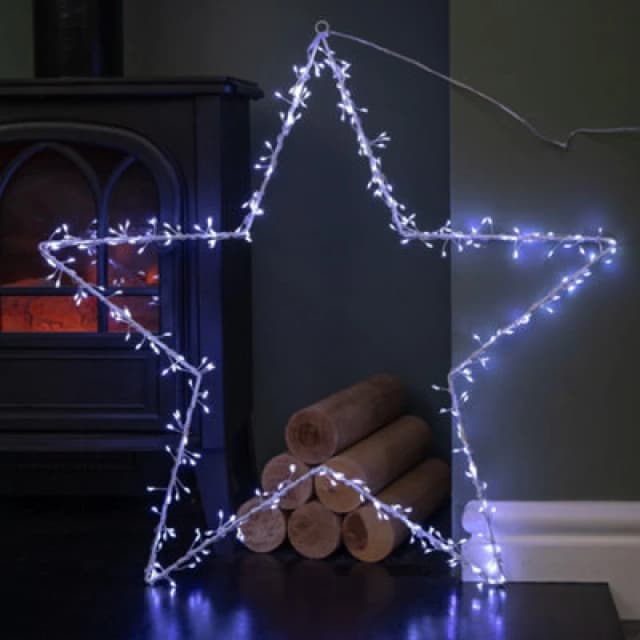 Samuel Alexander 60Cm Light Up Metal Hanging Christmas Star Decoration With 280 White Leds