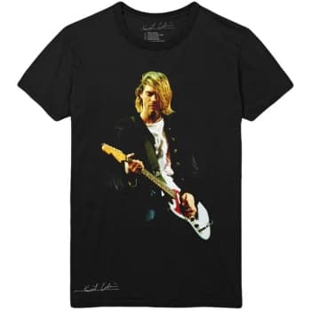 Kurt Cobain - Guitar Photo Colour Unisex Large T-Shirt - Black
