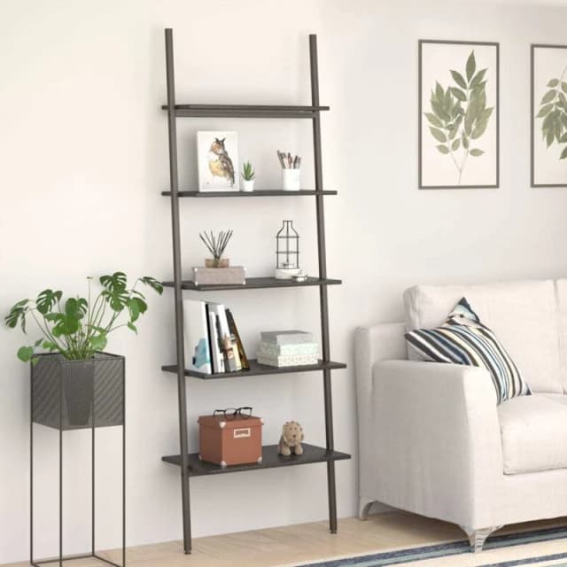 Vidaxl 5-tier Leaning Shelf Black 64X34X185.5 Cm, Black 336378