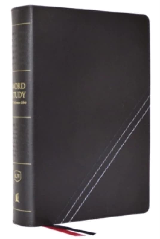 KJV, Word Study Reference Bible, Bonded Leather, Black, Red Letter, Thumb Indexed, Comfort Print. Leather / fine binding. By Thomas Nelson Books