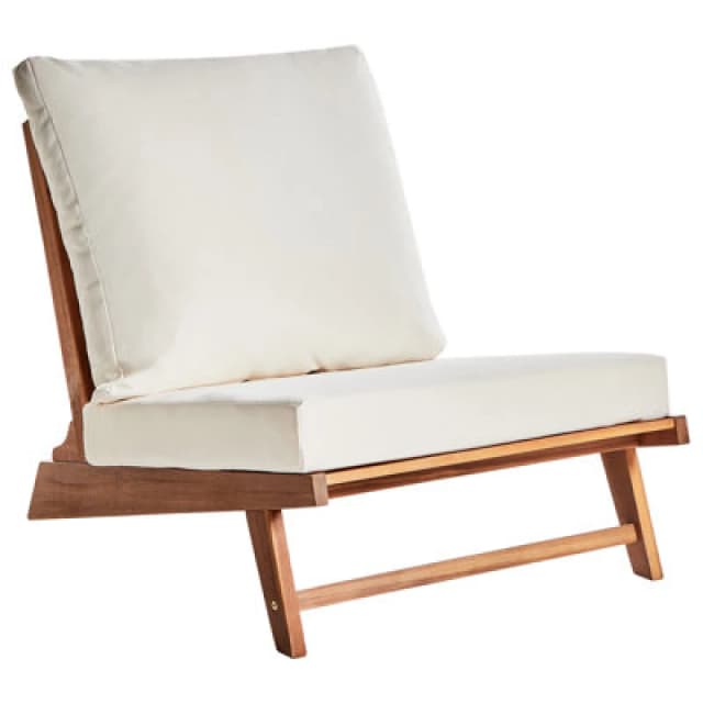 Beliani Garden Chair With Cushion Micciano Acacia Wood Off-White