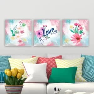 P122436 Multicolor Decorative Canvas Painting (3 Pieces)